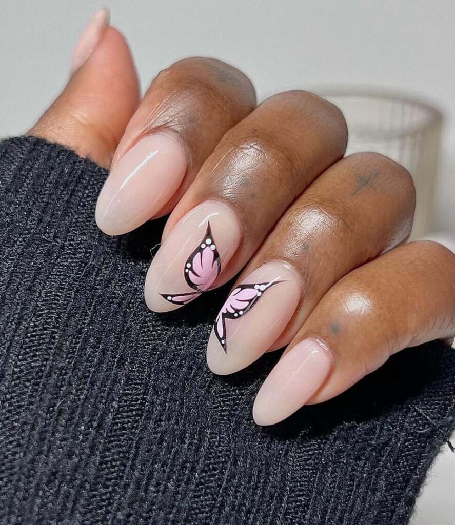 neutral butterfly nail ideas