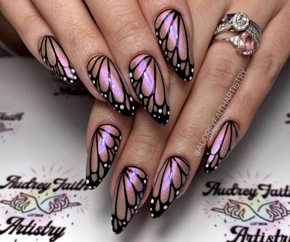 purple butterfly nail ideas