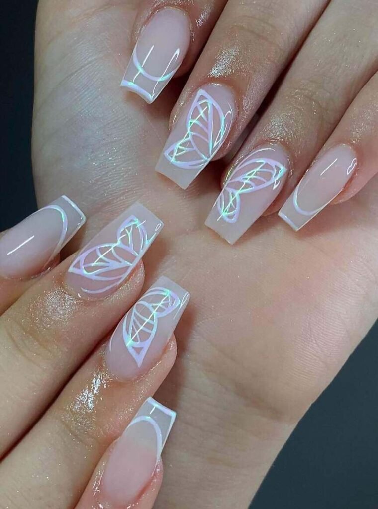 neutral butterfly nail designs