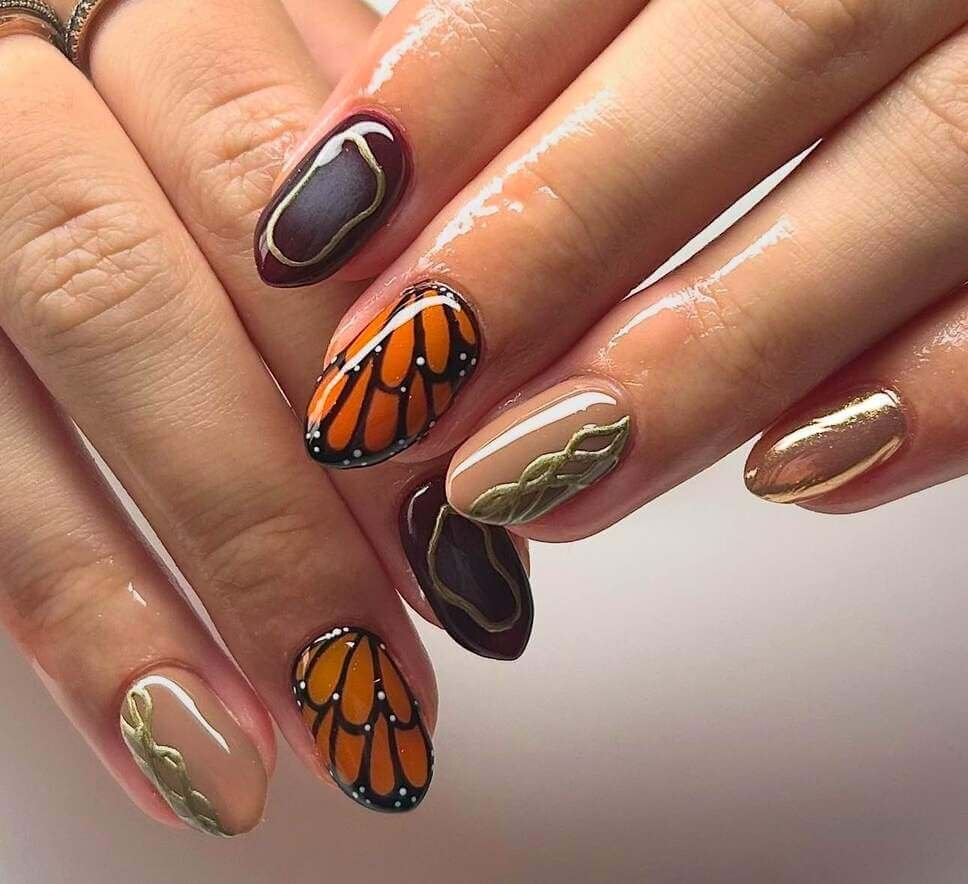 autumn butterfly nail ideas