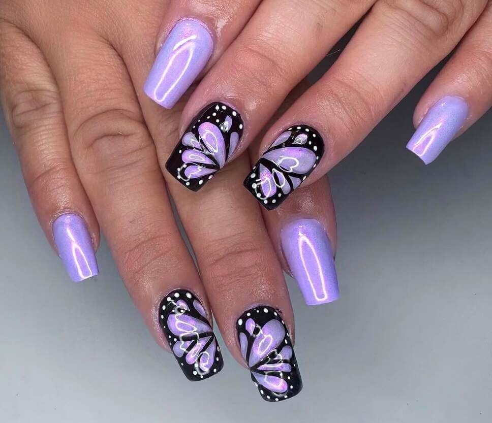 coffin butterfly nail designs