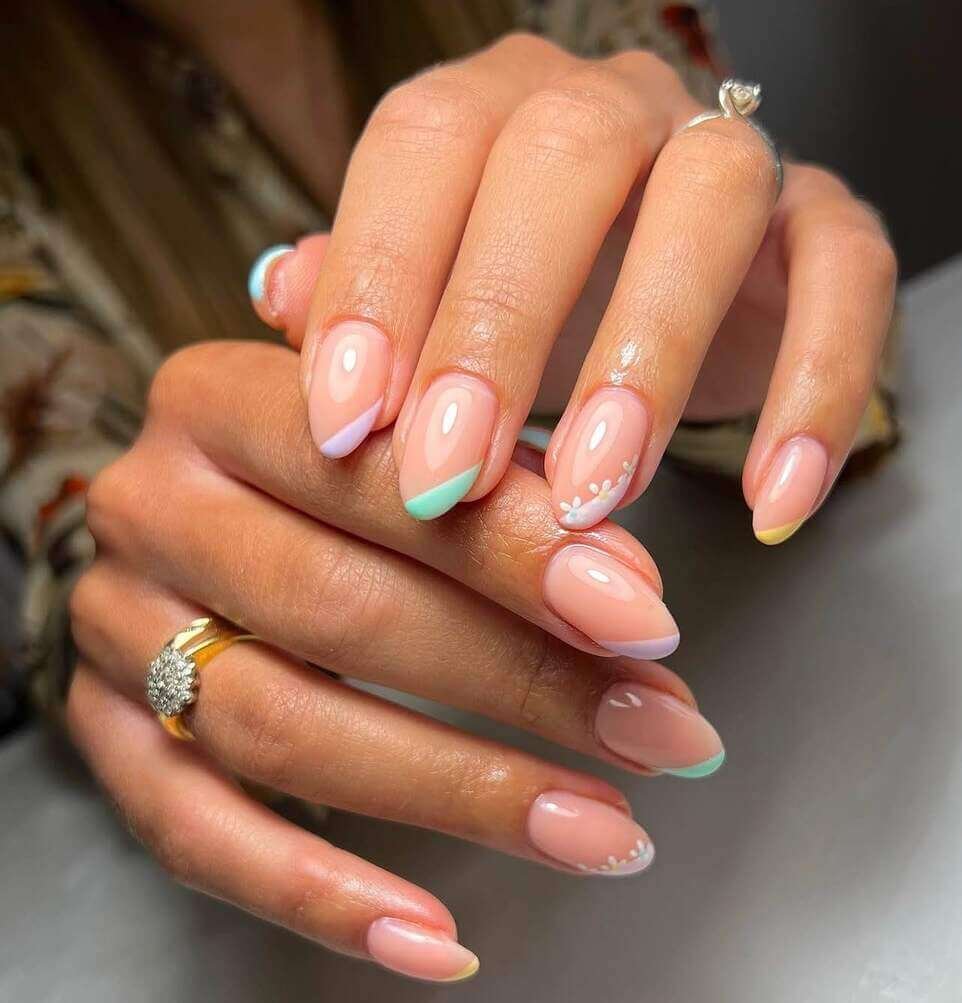 French tips pastel nail designs