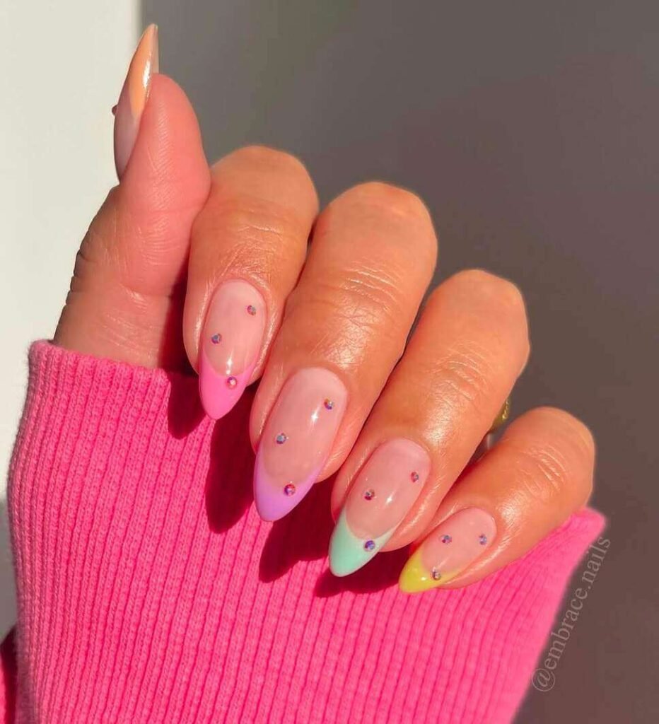 French tips pastel nail designs