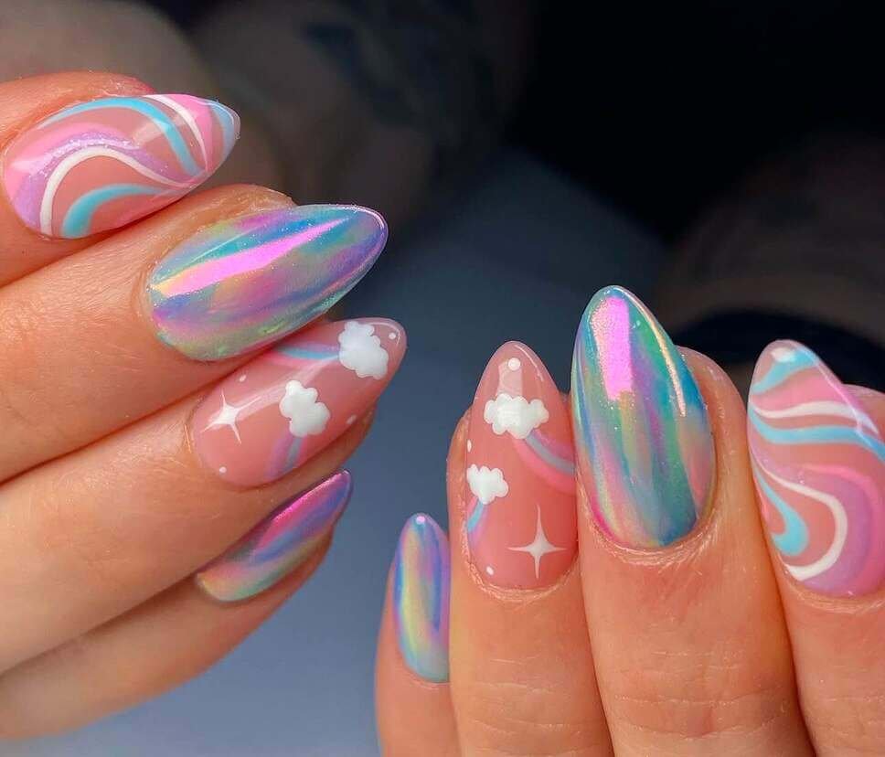 chrome pastel nail designs