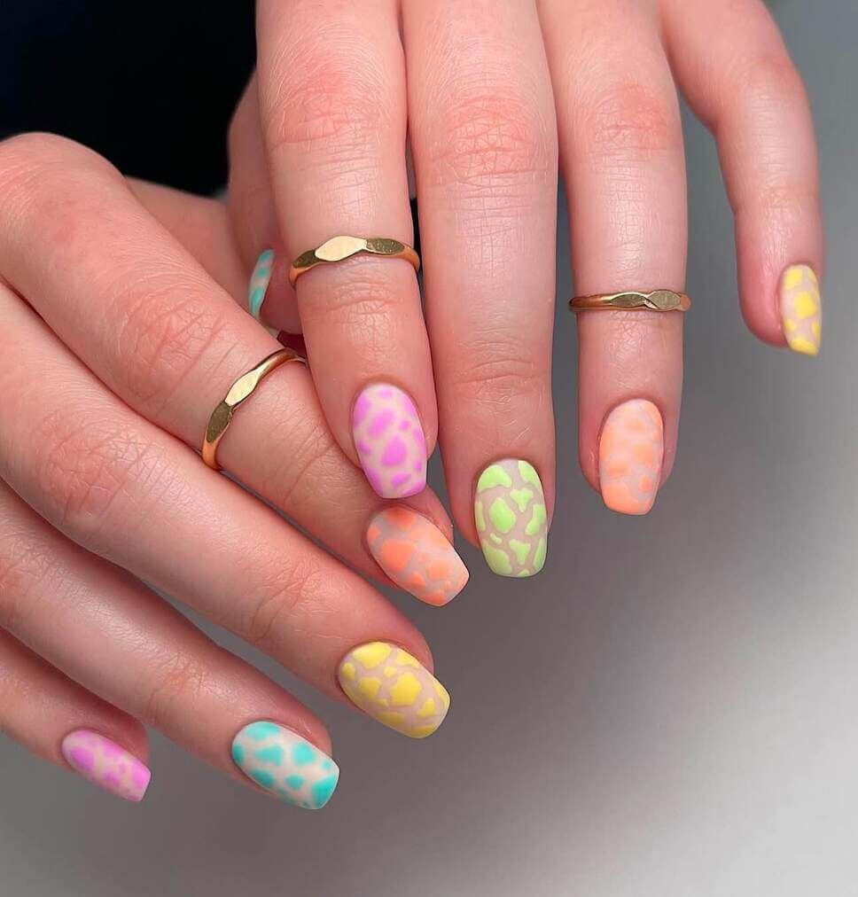 pastel cow print nails