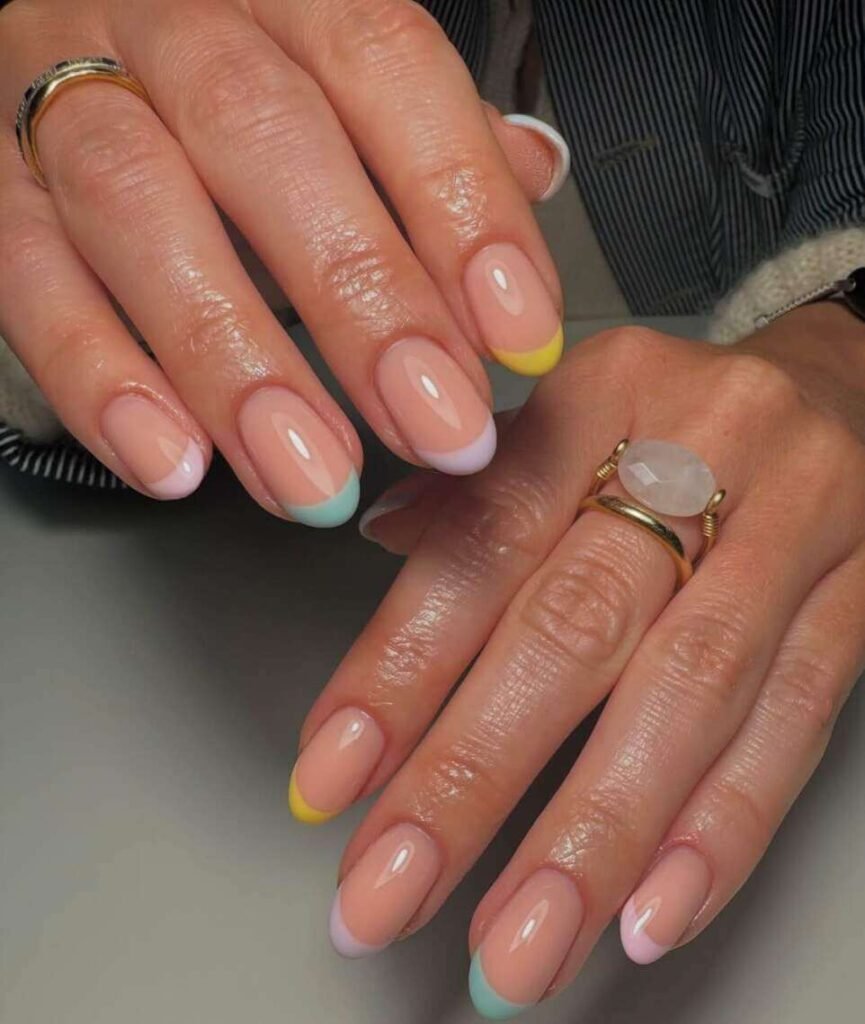 pastel french tip nails