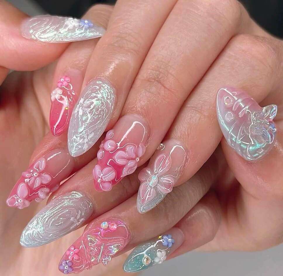 floral pastel nail ideas