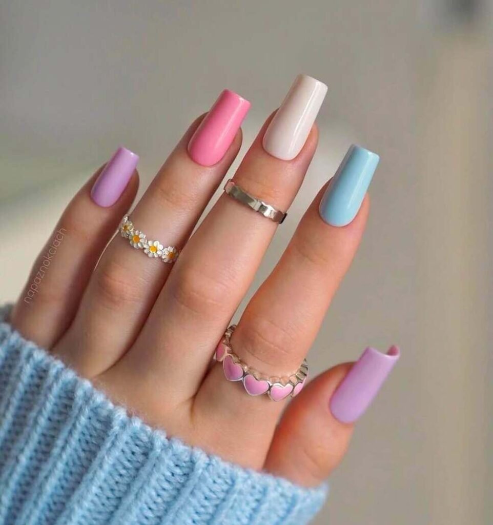 coffin pastel nails