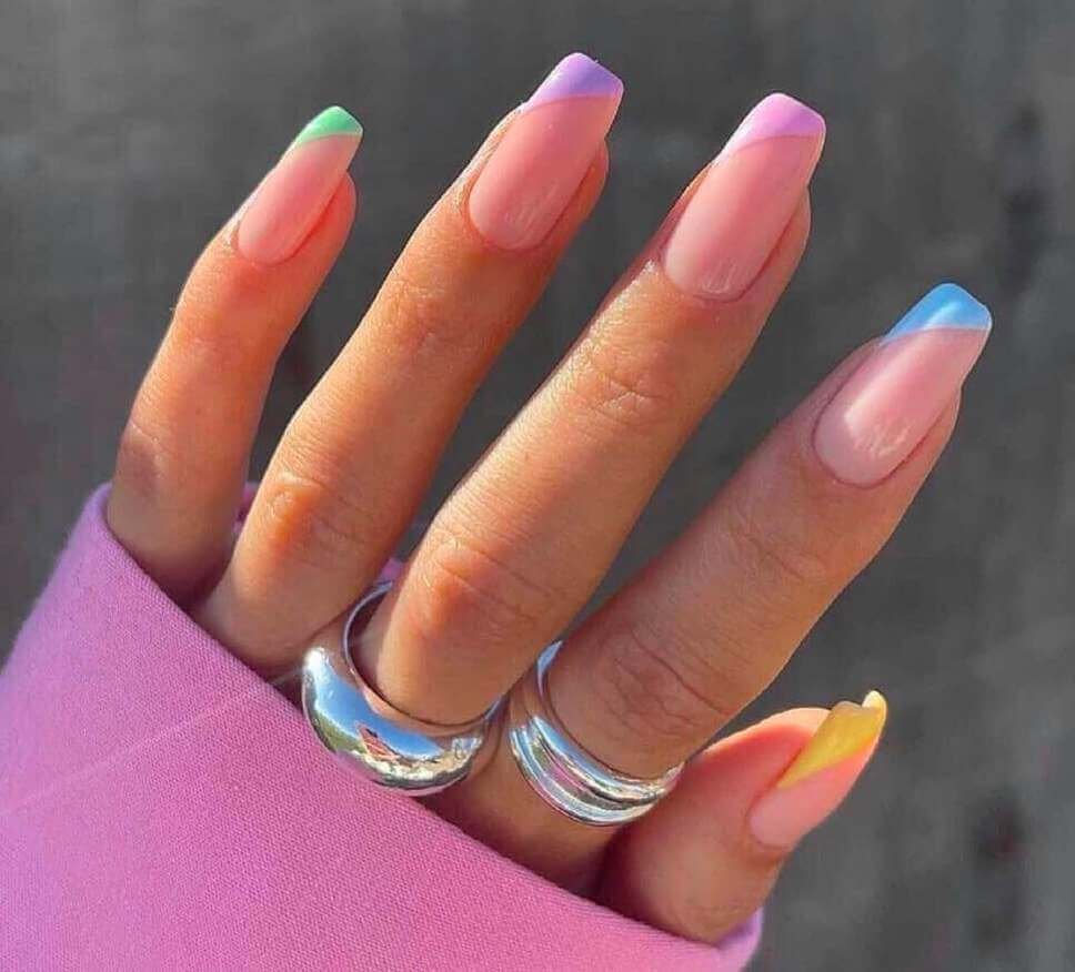 French tip pastel nails