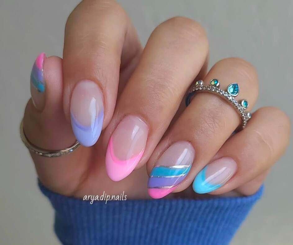 pink and blue pastel nail designs