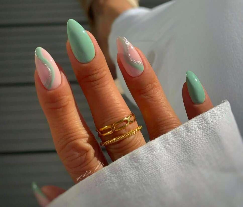 green pastel nail designs