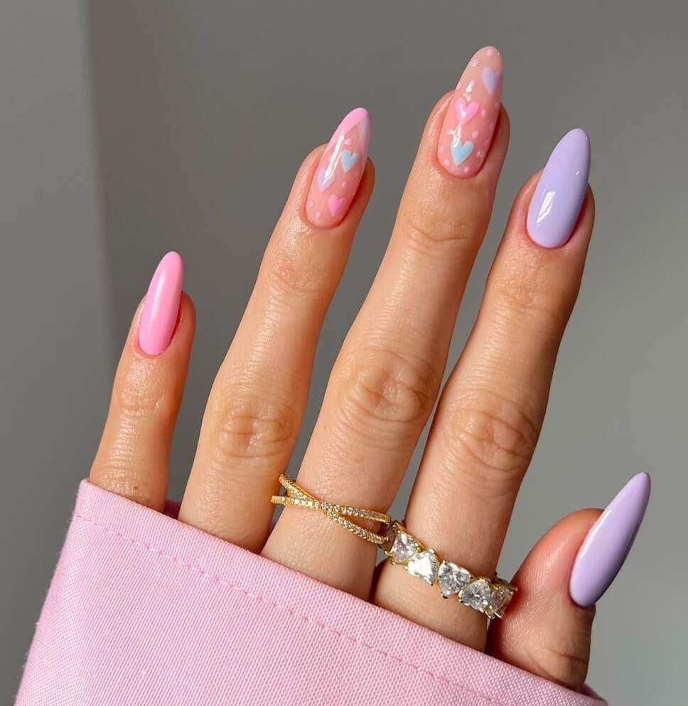 almond pastel nail designs