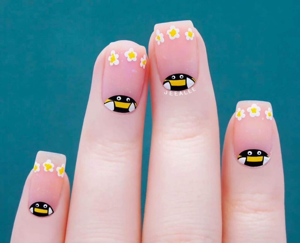 square bee nail ideas