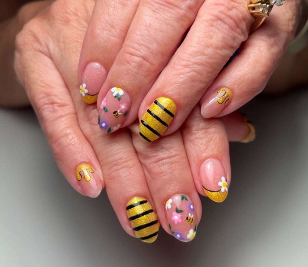 bee nail ideas