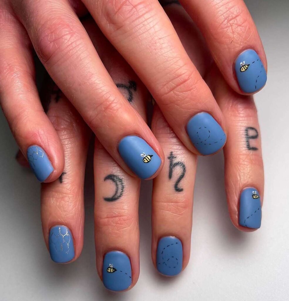 blue bee nails