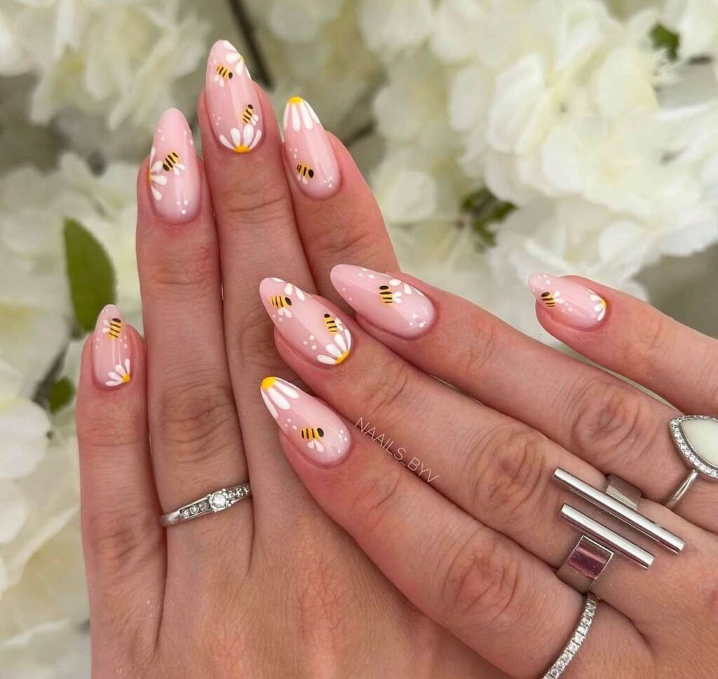 almond bee nails