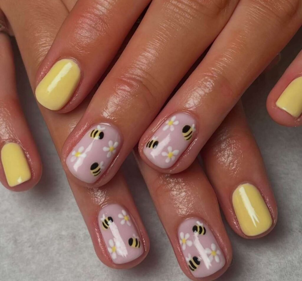 short bee nail designs