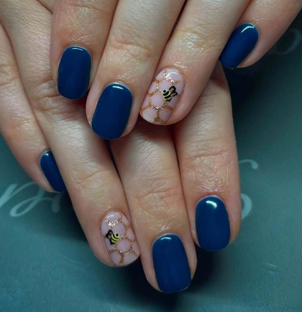 blue bee nail designs