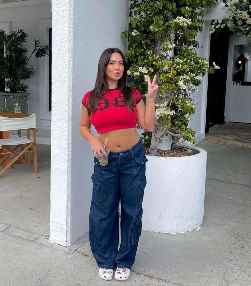 Crocs and a crop top outfit