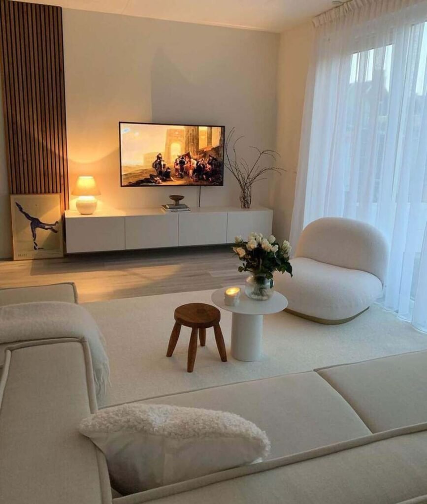 minimal living room tv wall