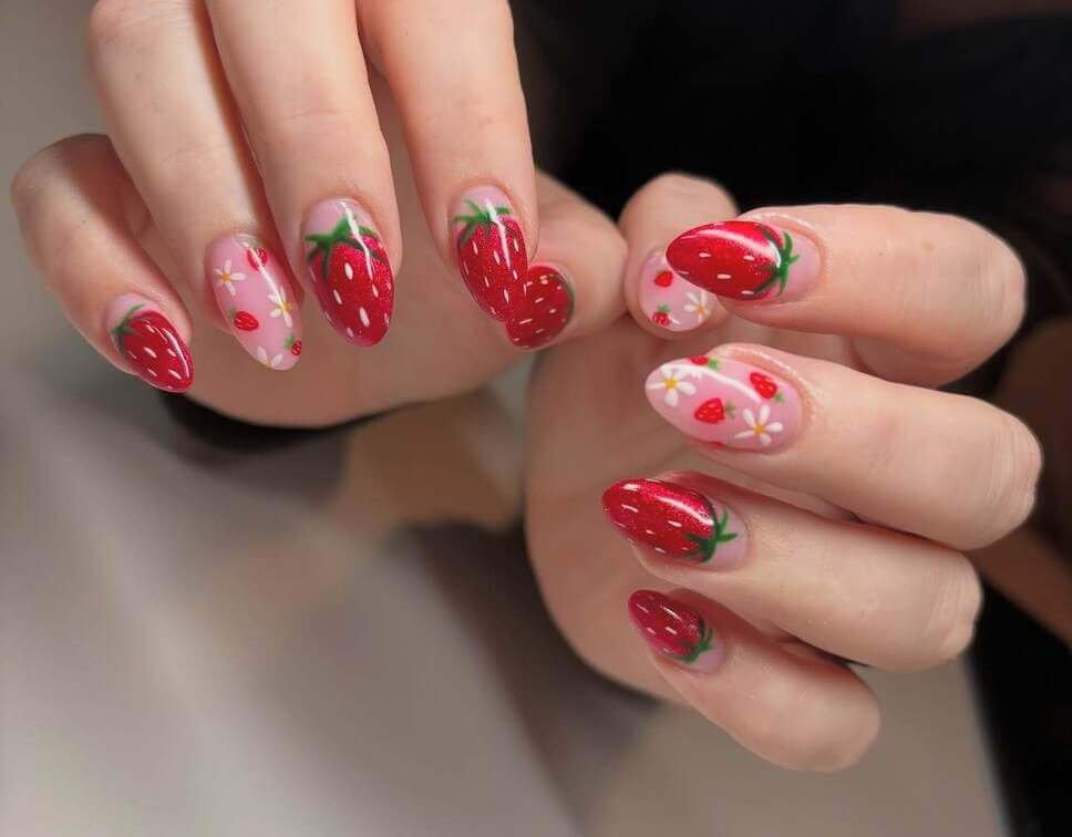 strawberry nail designs