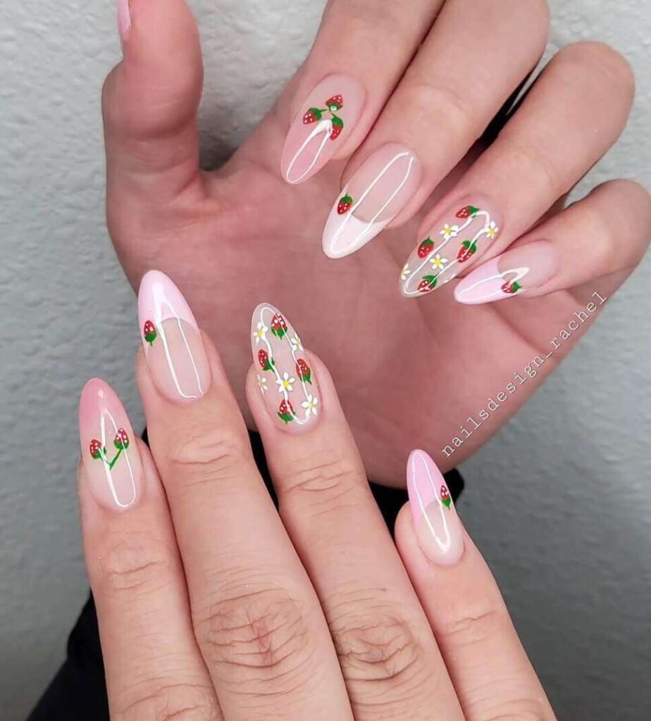 pastel strawberry nail ideas