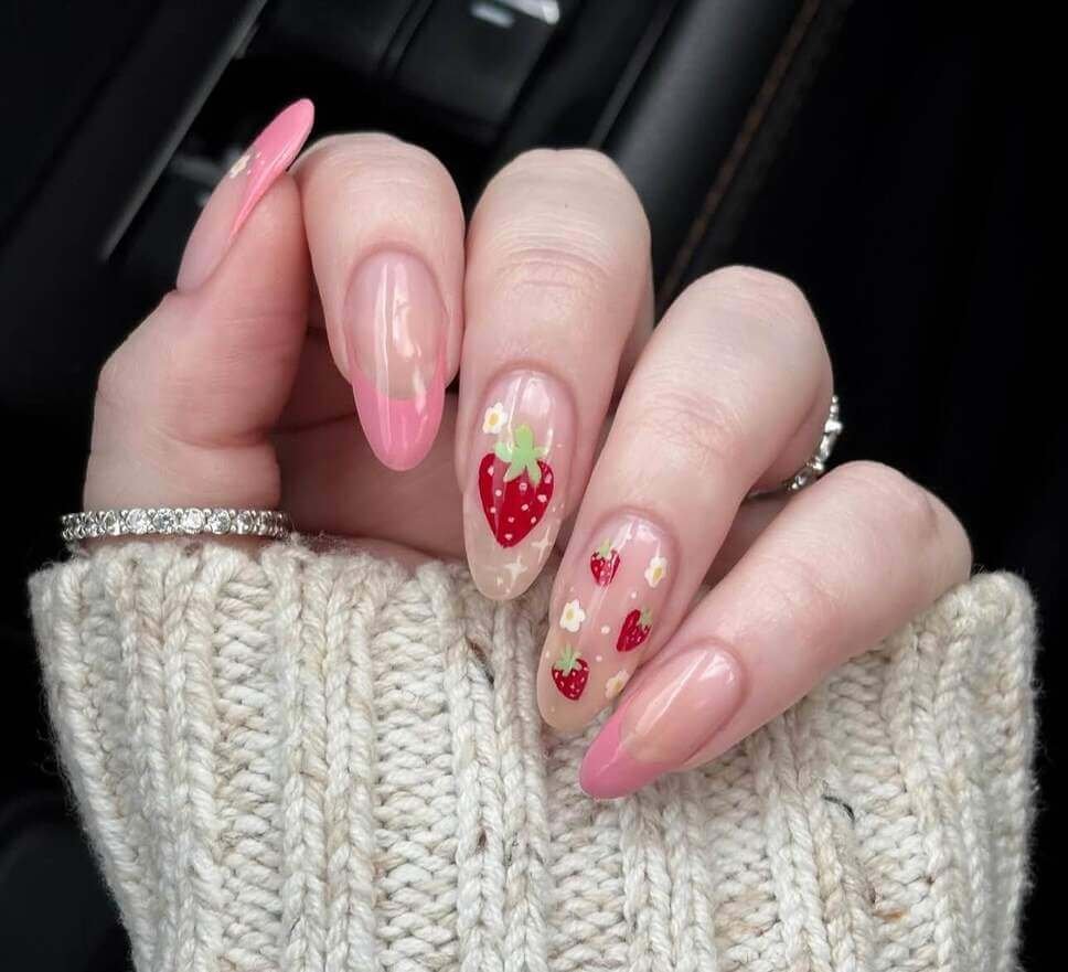 almond strawberry nails