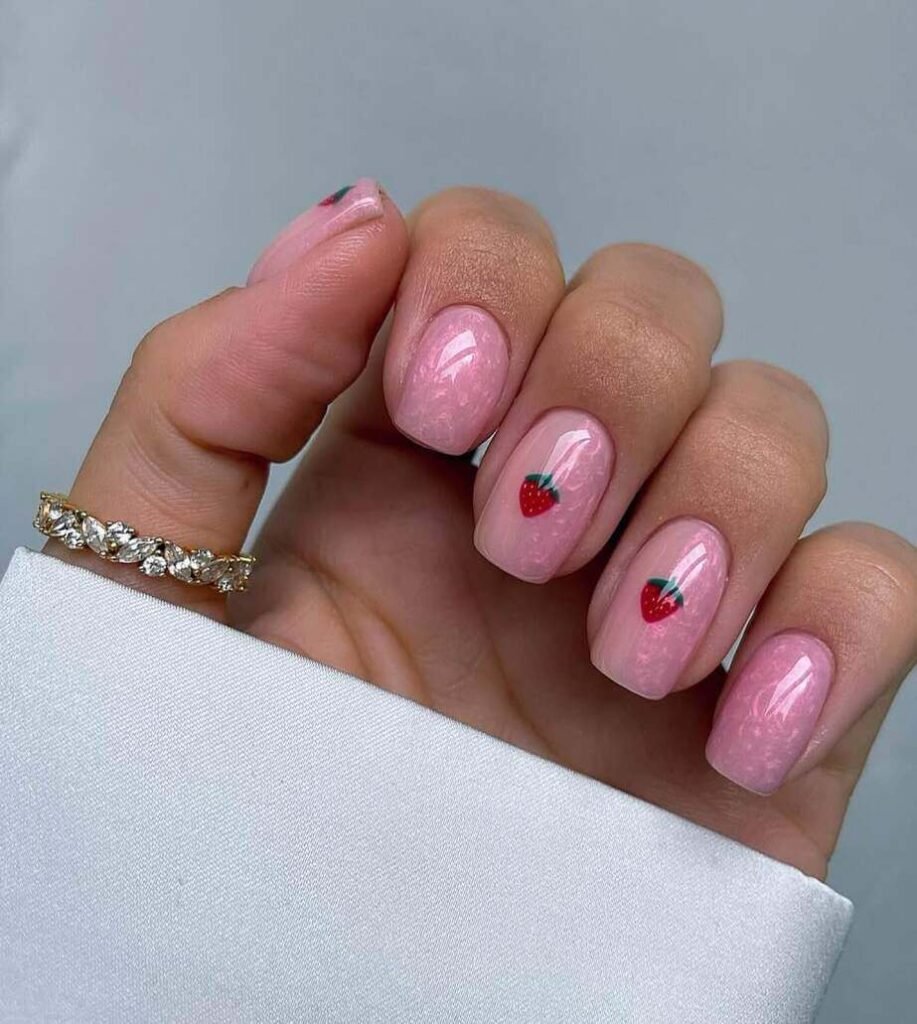 square strawberry nails