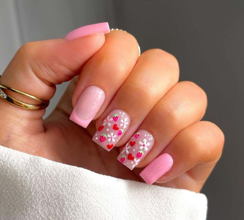 pink strawberry nails
