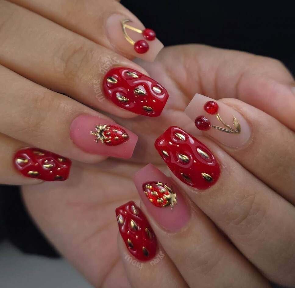 strawberry nail designs