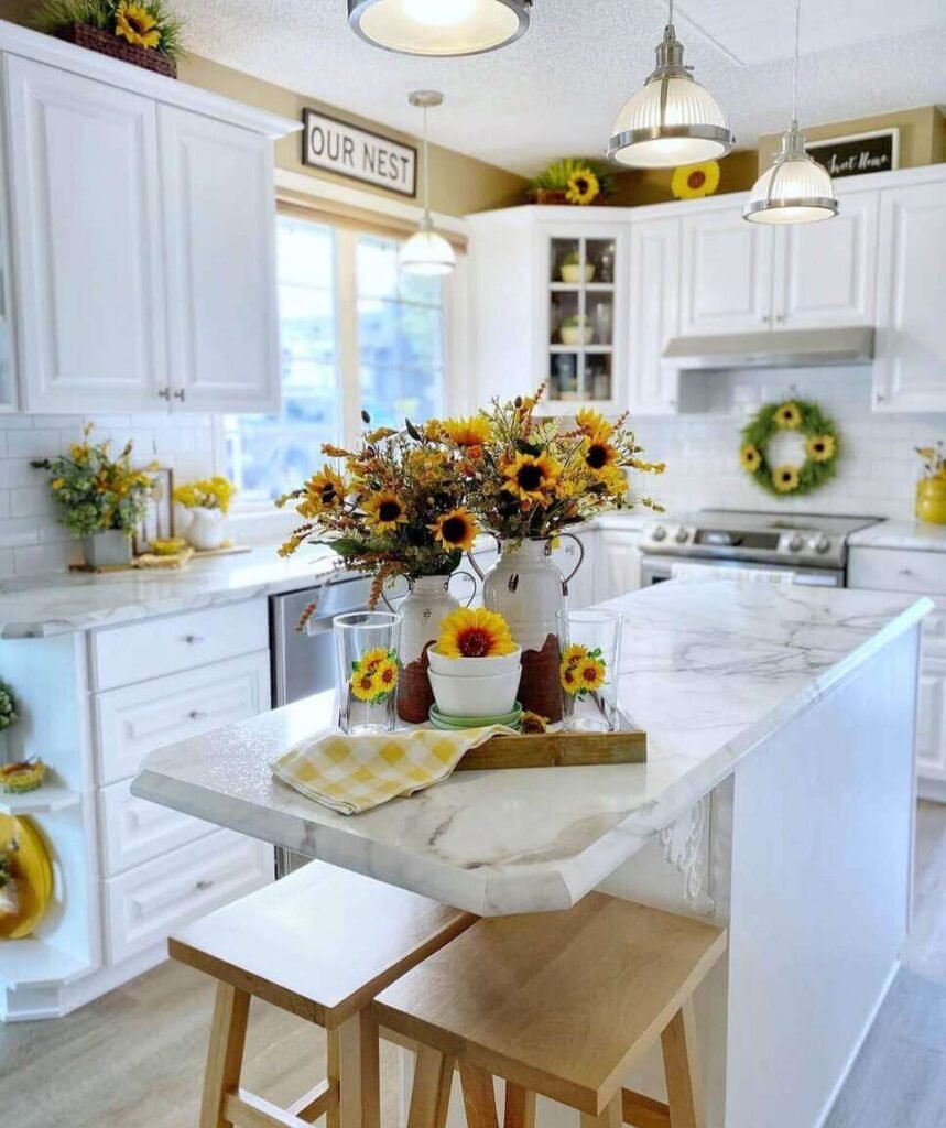 sunflower kitchen island decor ideas