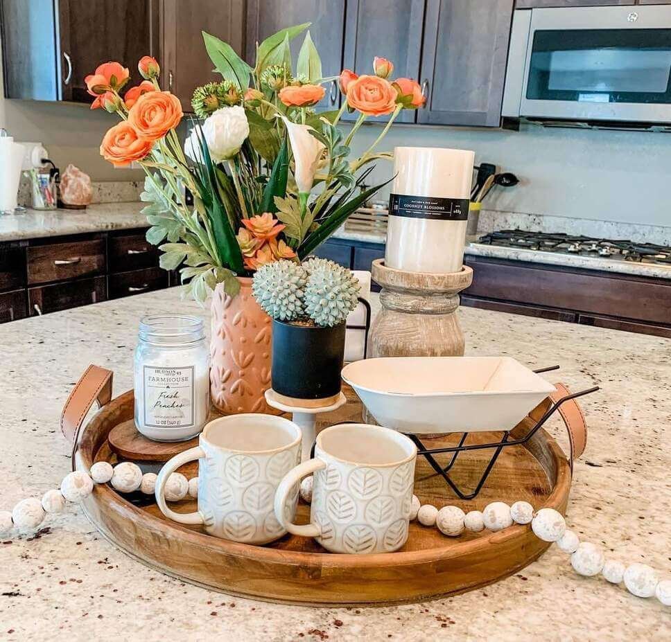 kitchen island decor ideas with  a tray