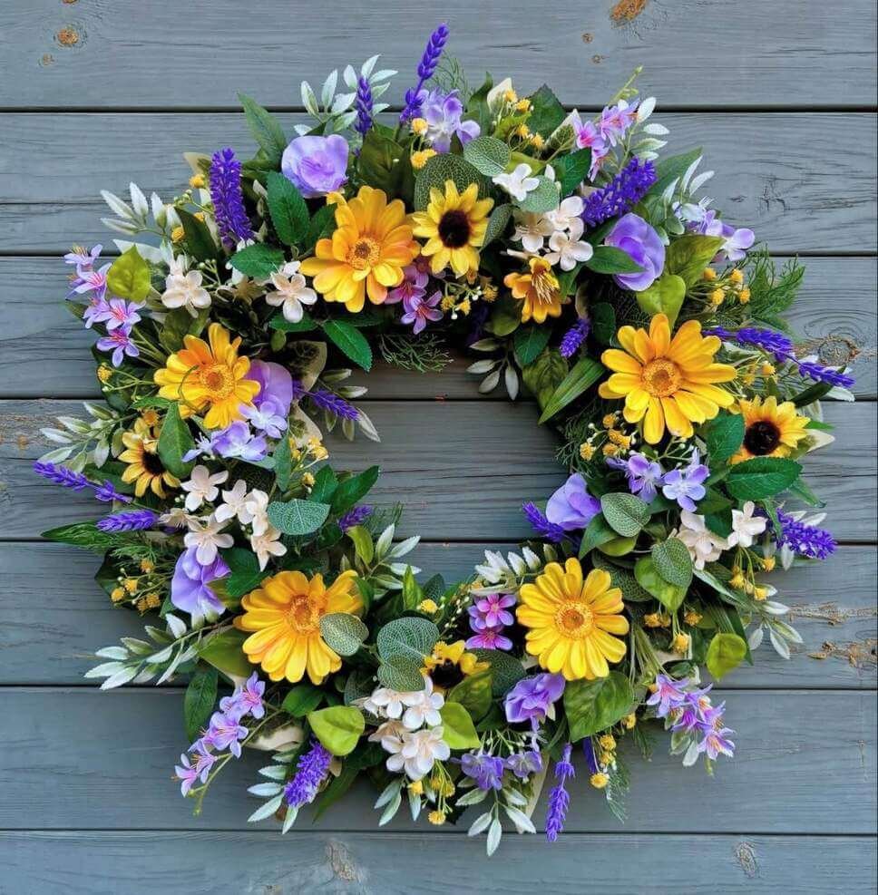 yellow and blue summer wreath ideas