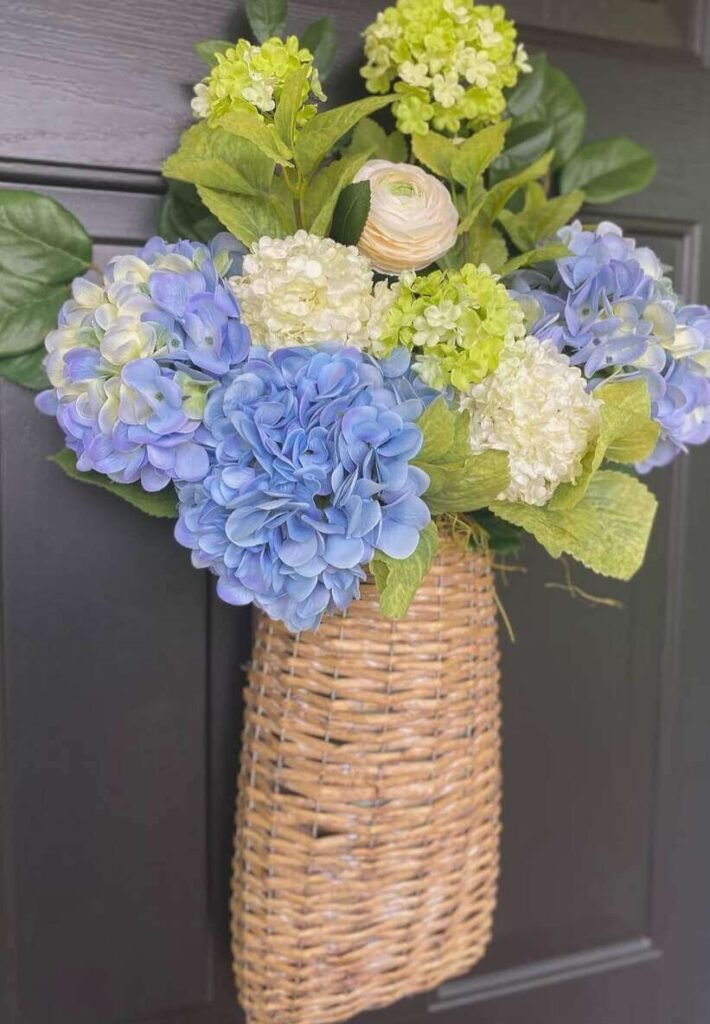 summer wreath in a basket