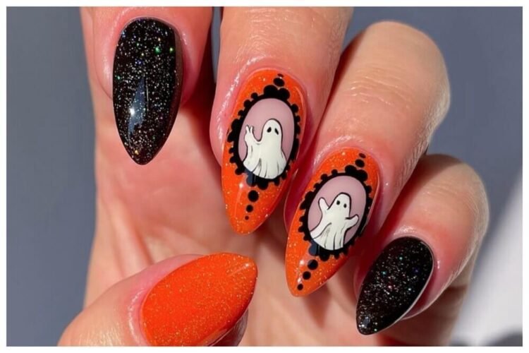 halloween nail designs orange and black