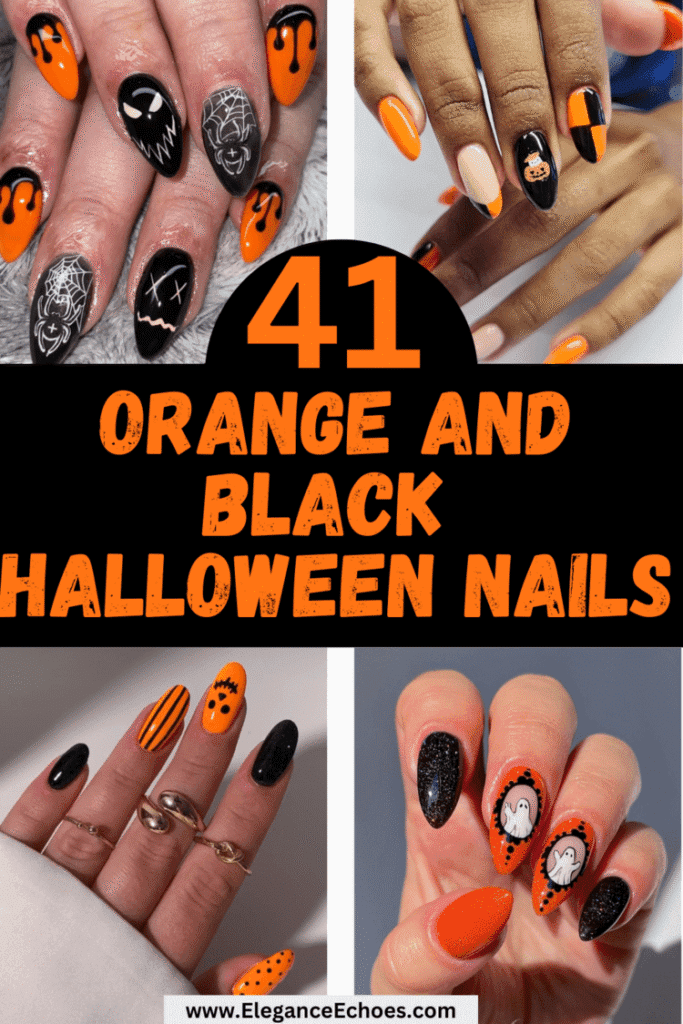 halloween nail designs orange and black
