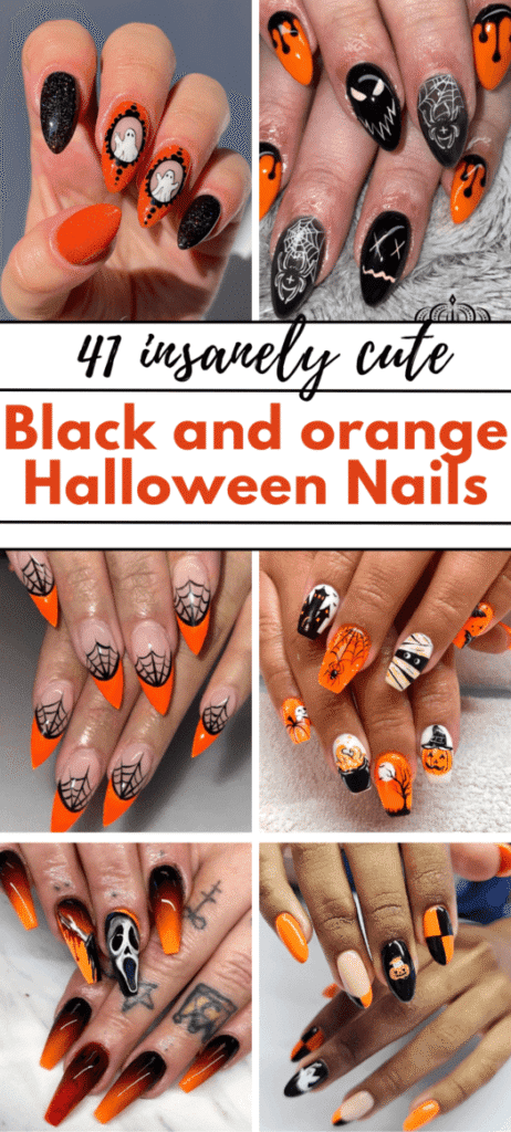 halloween nail designs orange and black