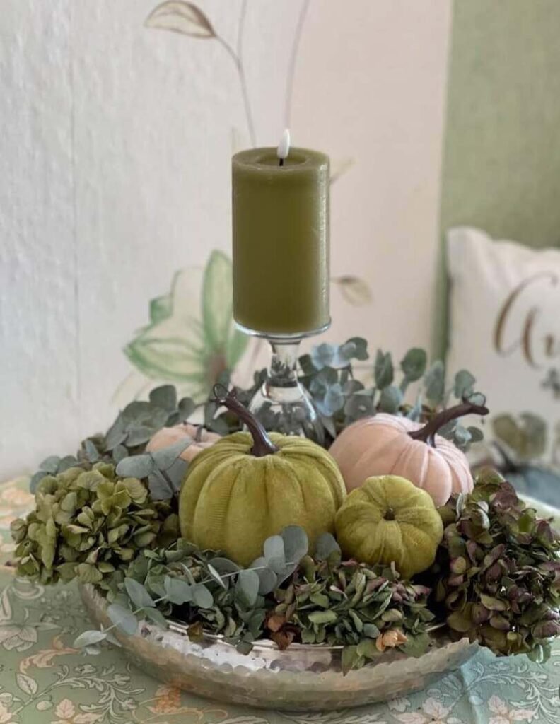green fall centerpiece