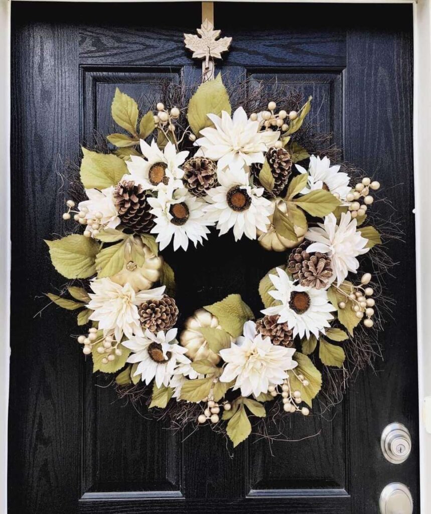 white fall wreath ideas