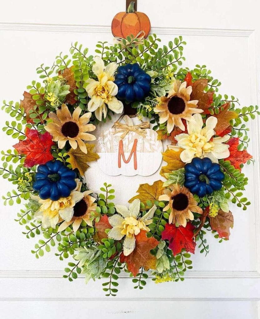 fall wreath ideas with a letter
