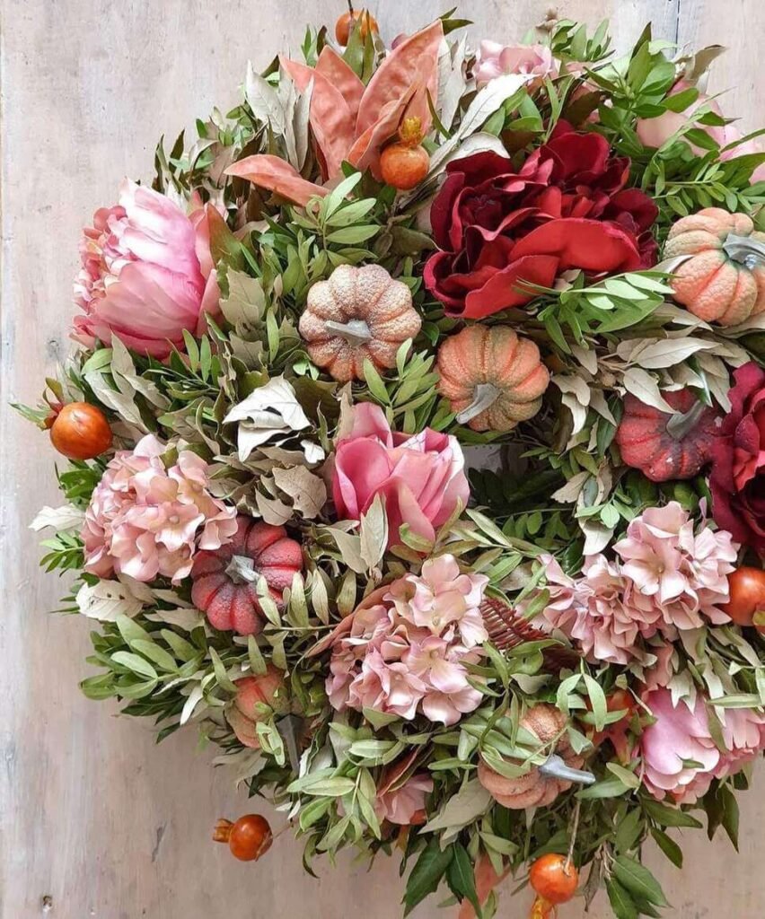 pink fall wreath ideas