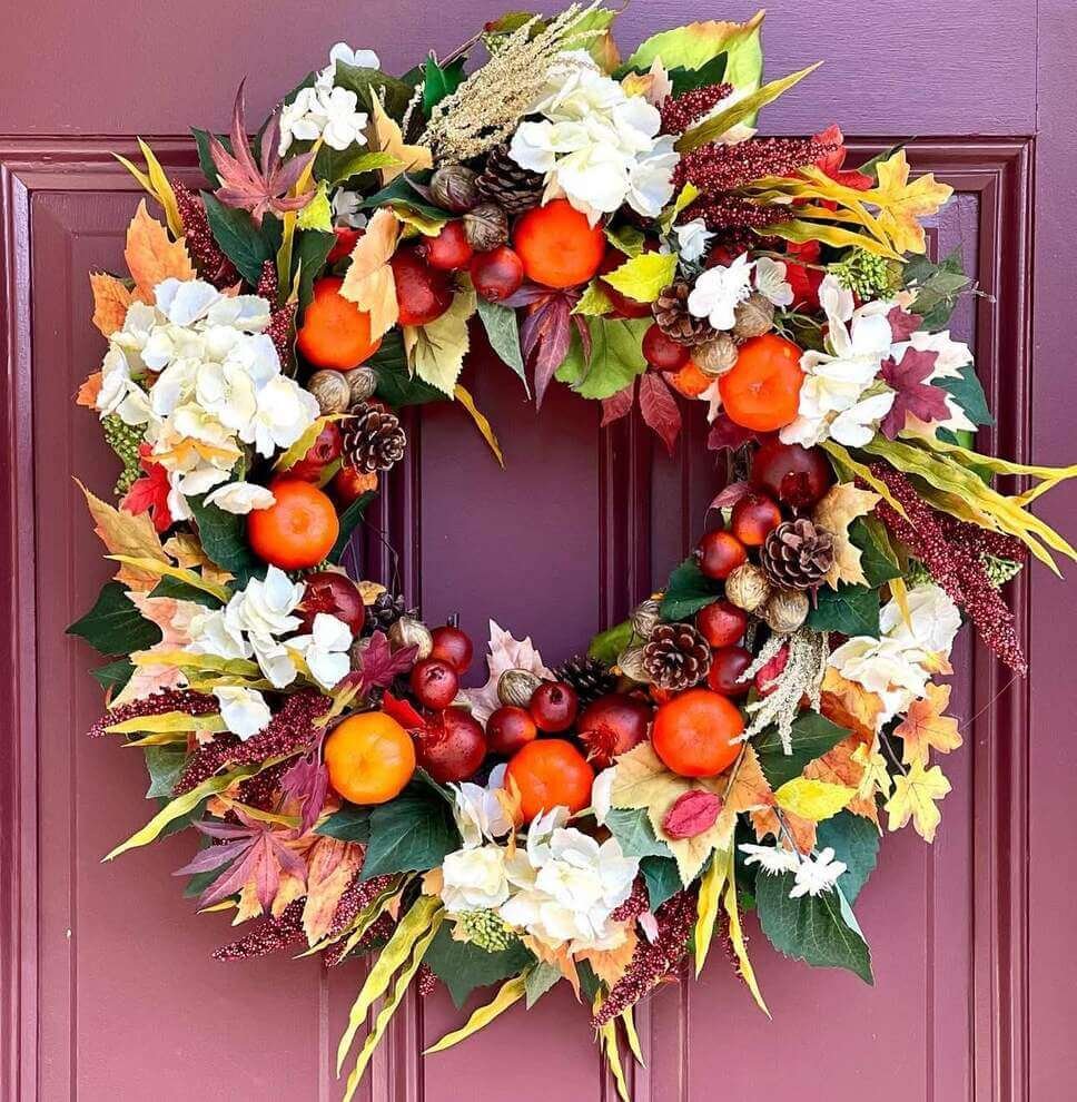 fall wreath for the pink door