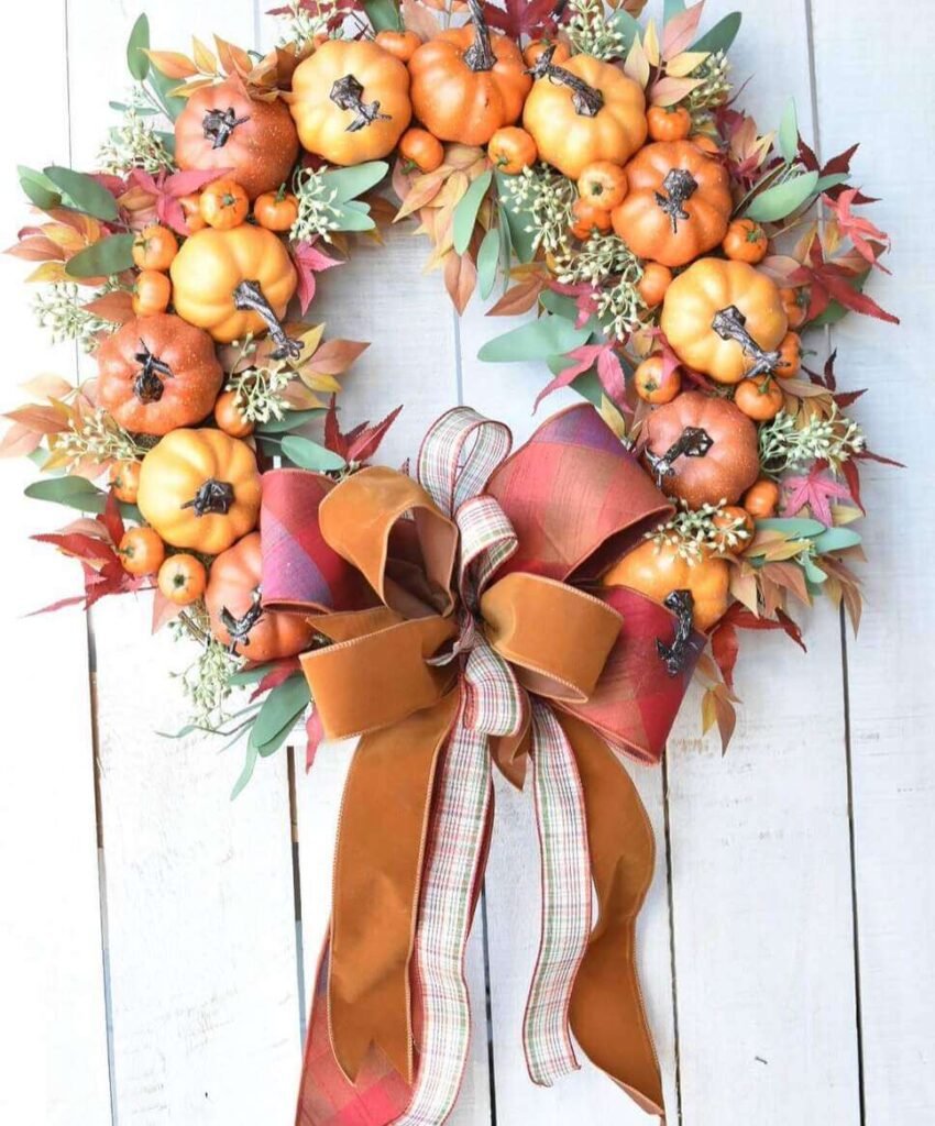 fall wreaths with pumpkins