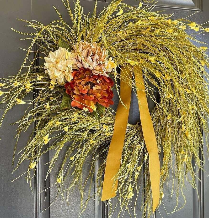 neutral pumpkin fall wreath