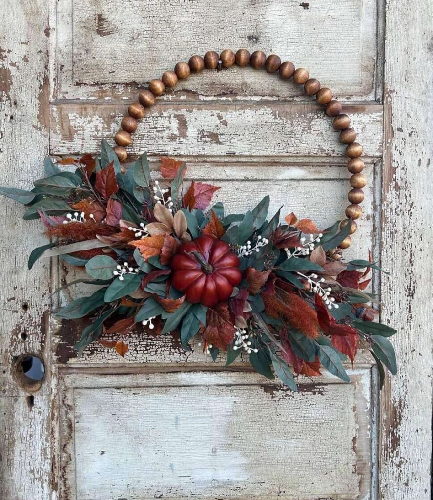 farmhouse half wreath for fall