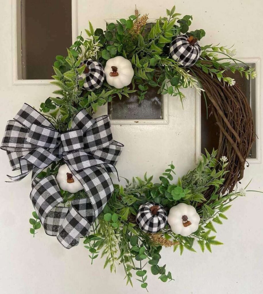 fall wreath ideas with a ribbon
