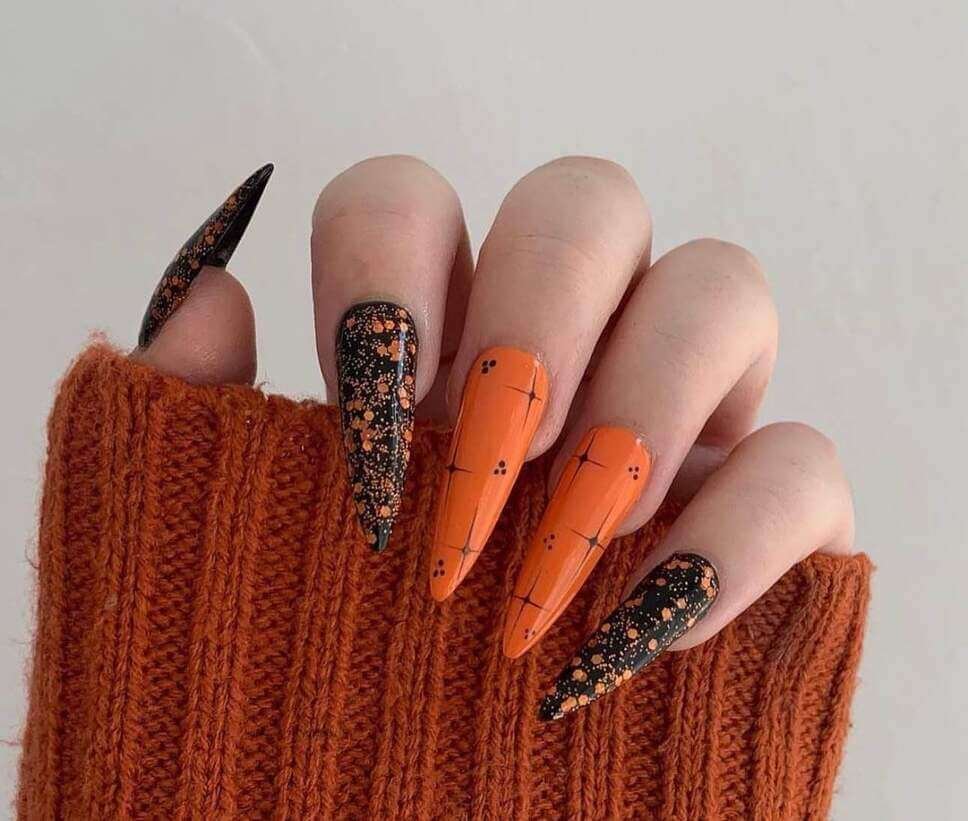 halloween nail designs orange and black