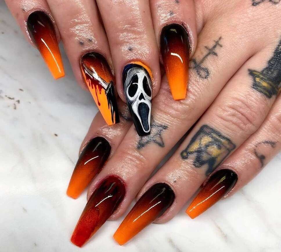 Halloween nail designs orange and black