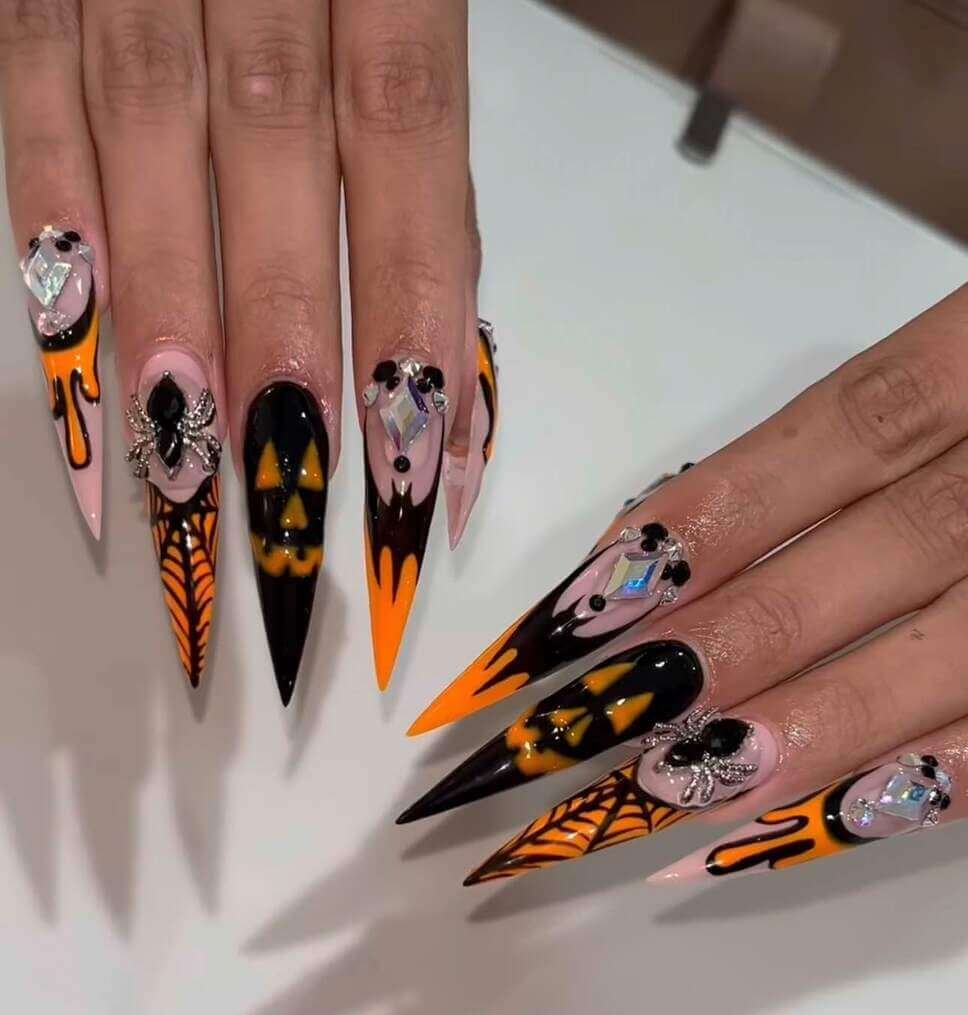 halloween nail designs orange and black