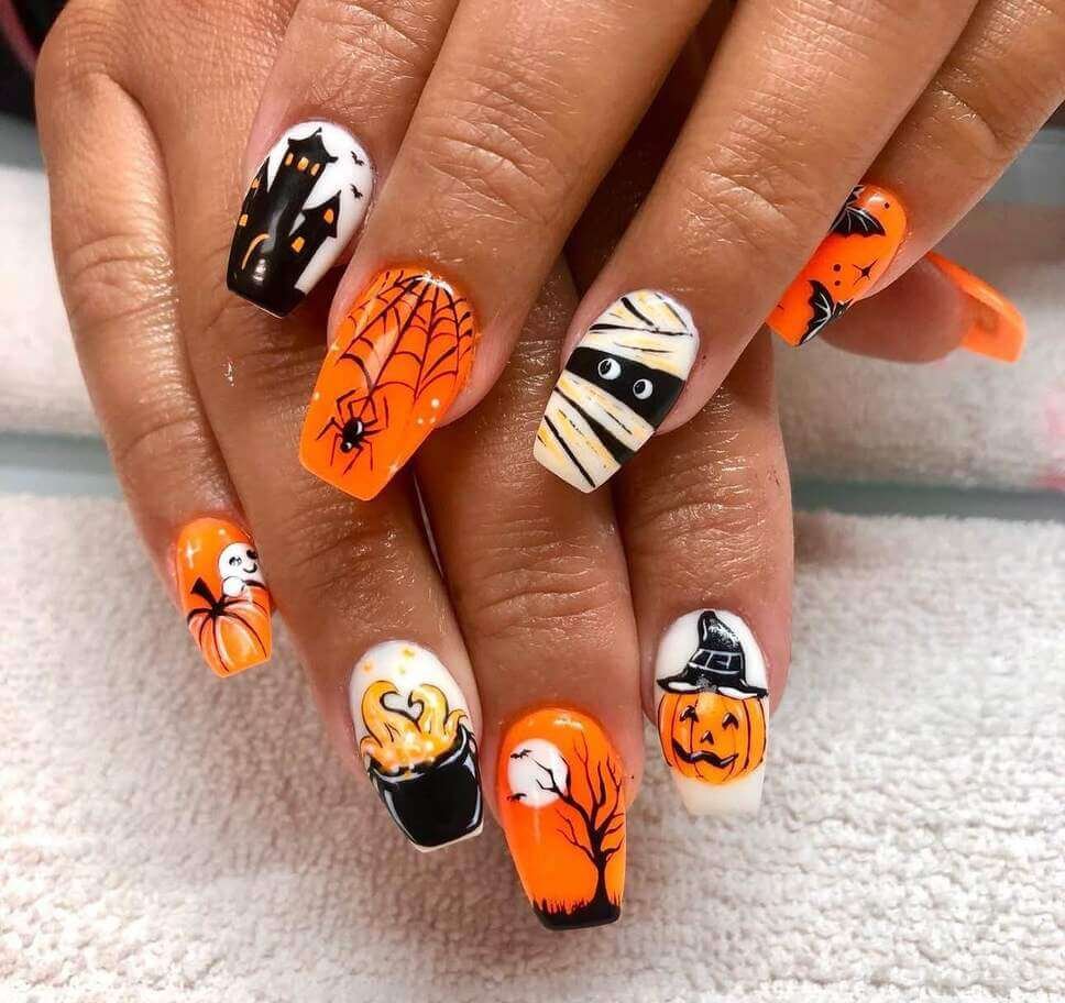 halloween character nails